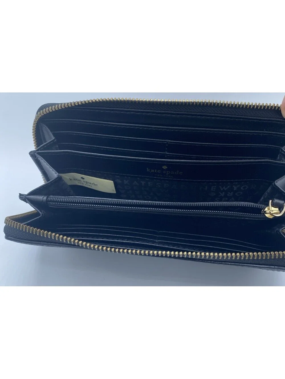 Kate Spade Neda Bridge Place Black Pebble Leather Wallet Multi Pockets